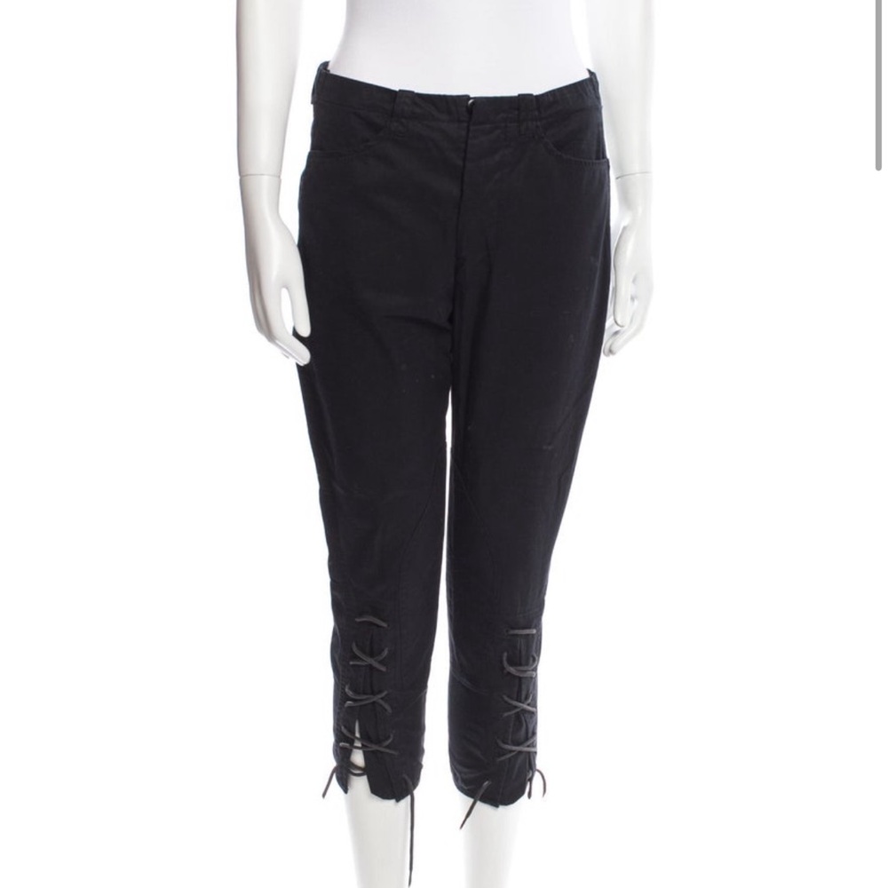 BALENCIAGA 2010 Black Lace-Up Capri Pants